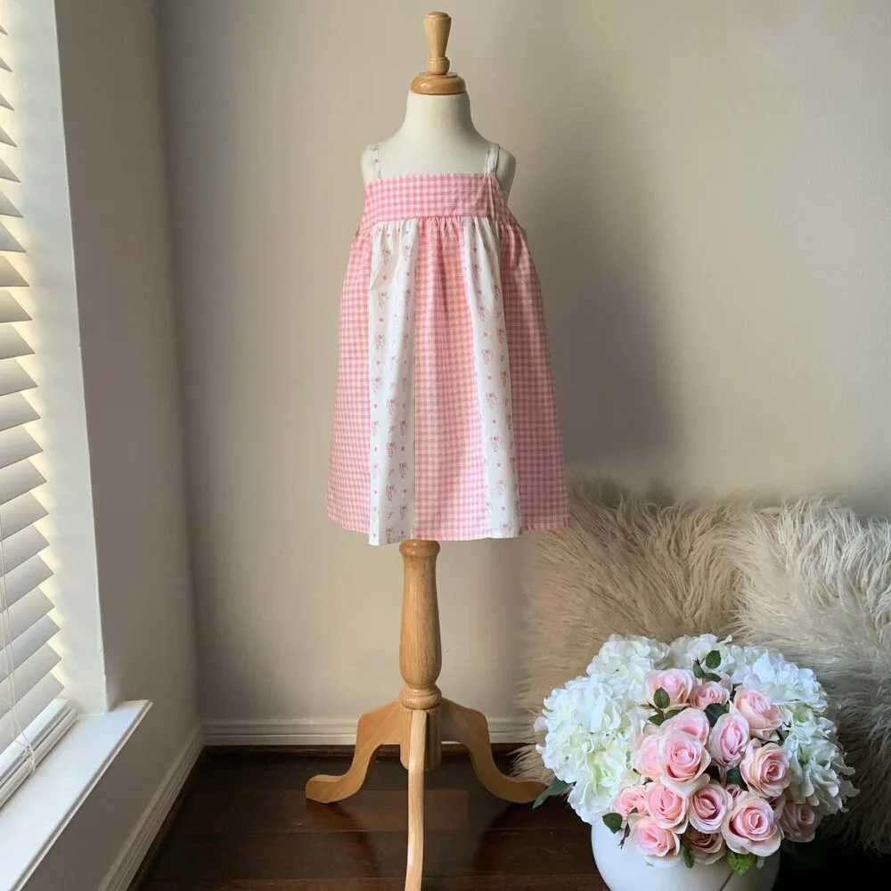 NWT Pretty Girls Spring & Summer Dress Bohemian Princess Floral & Gingham 18-24M - Picture 1 of 8